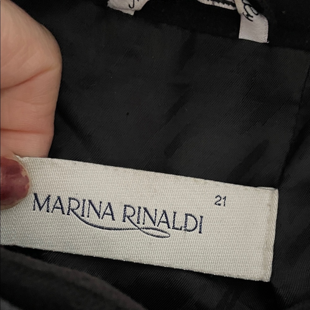 Marina Rinaldi Double-Faced Black 100% Wool belted maxi Coat - Picture 2 of 12